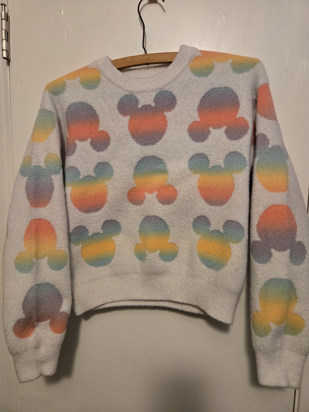 Disney Girls Minnie Mouse Cozy Holiday Rainbow Ombre Knit Sweater Size XL 14/16
